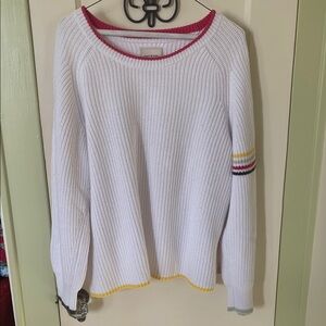 COURT & ROWE White Sweater with Pink and Yellow Trim